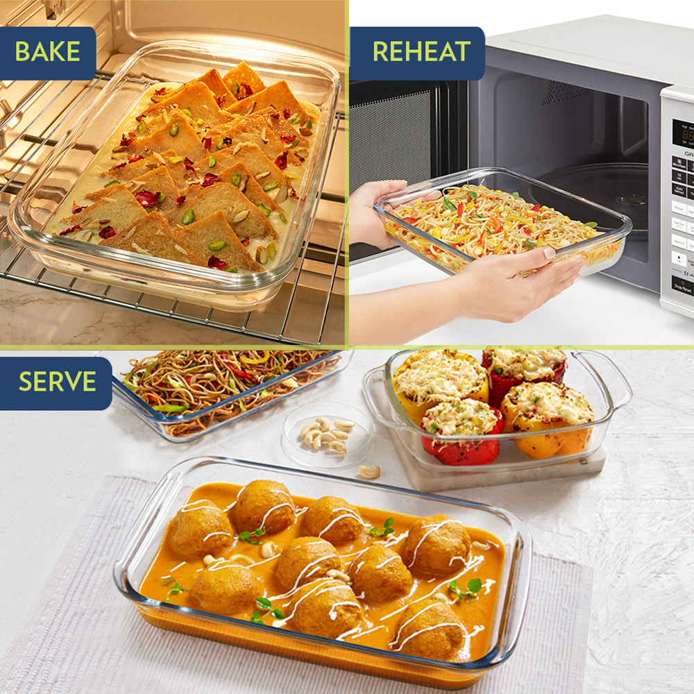 Borosil Deep Rectangular Dish, 2.2L