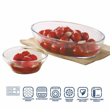 Borosil Venus Dessert Set, Dish + 6 Venus Katoris