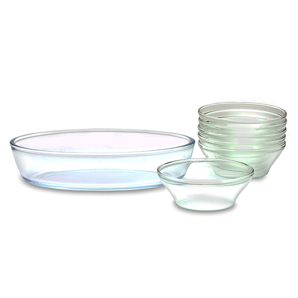 Borosil Venus Dessert Set, Dish + 6 Venus Katoris
