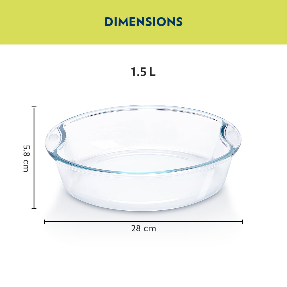 Borosil EasyGrip Round Cake Dish, 1.5L