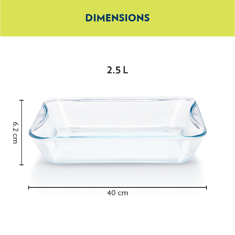 Borosil EasyGrip Rectangular Dish, 2.5L