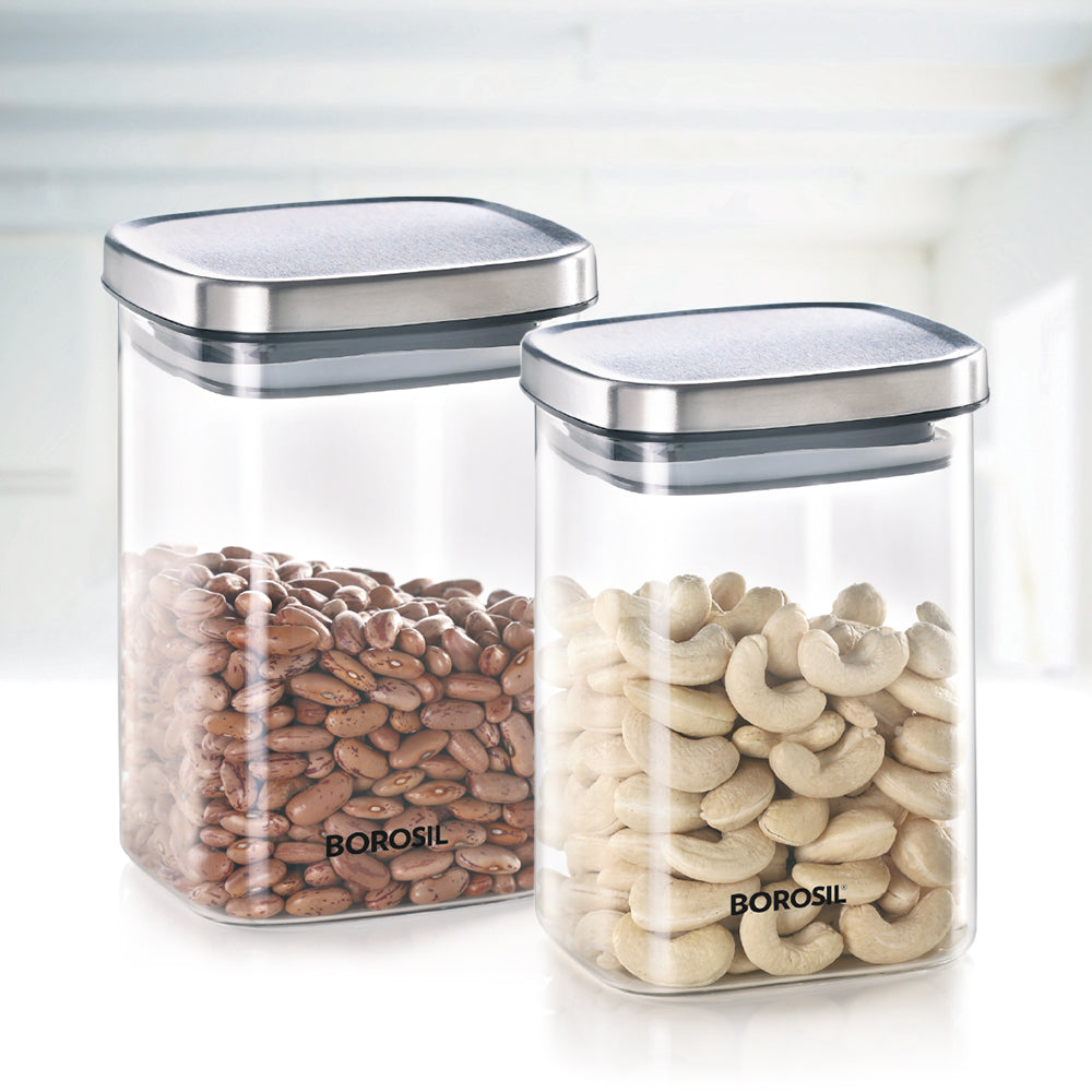 Borosil Classic Square Jar, 1L