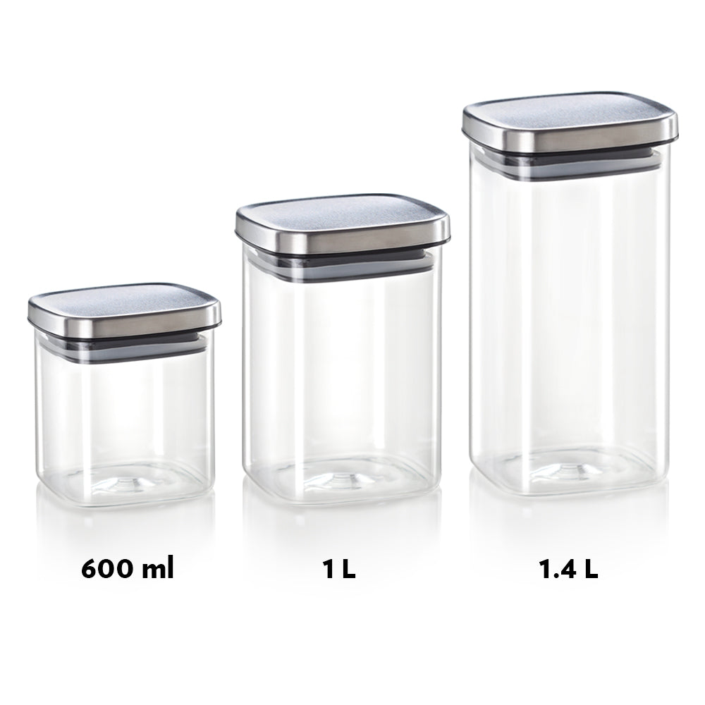 Borosil Classic Square Jar, 1L