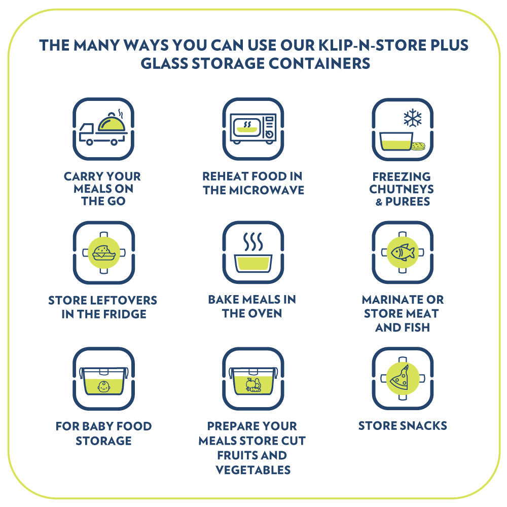 Borosil Klip n Store Plus Rectangular Glass Container, 640ml