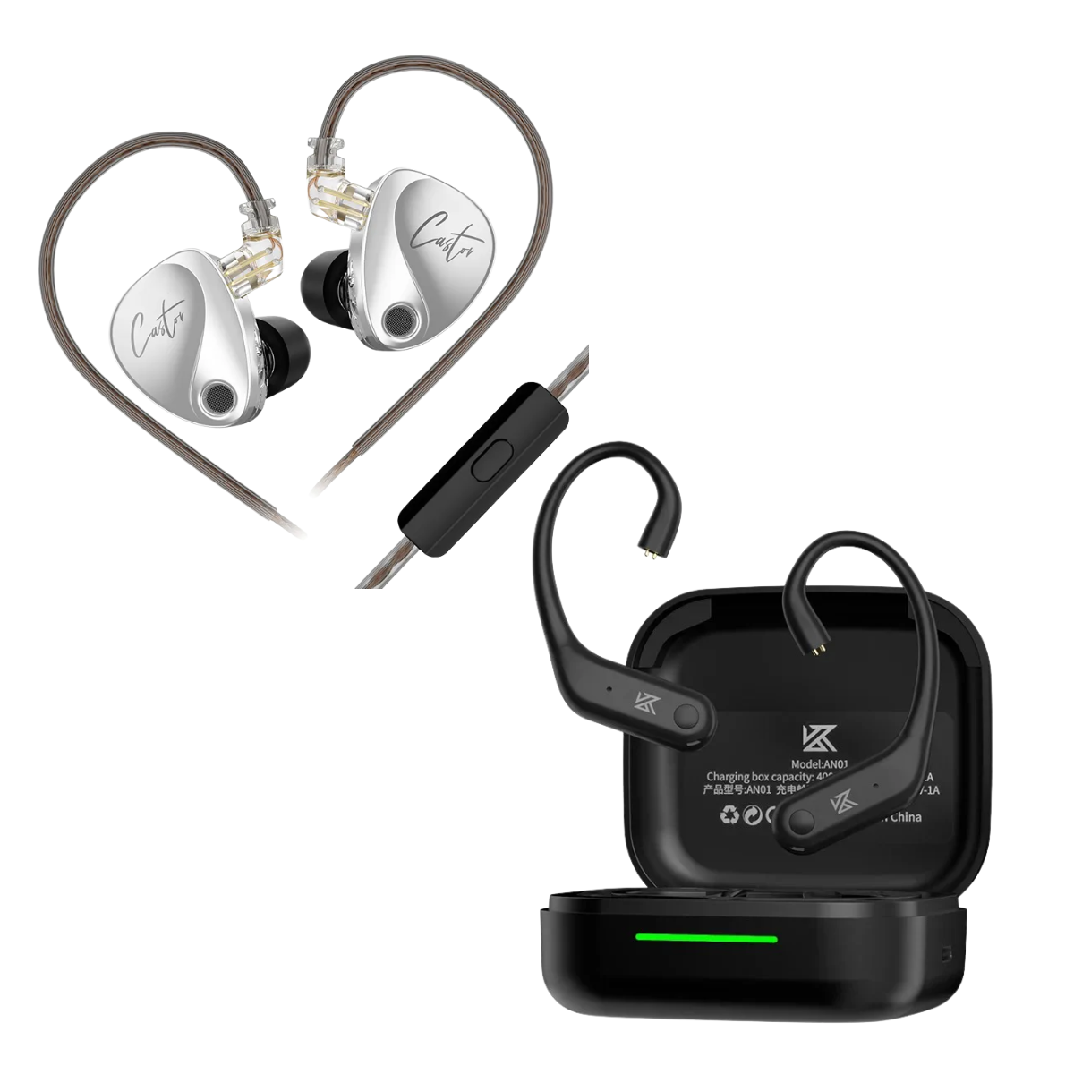 KZ Castor IEM & KZ AN01 ANC Enabled True Wireless Adapter