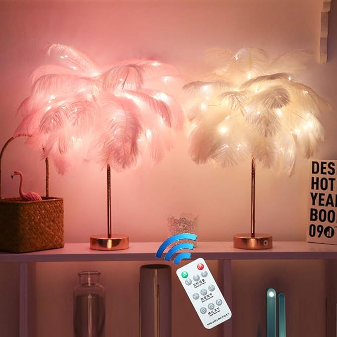 Luxe LED Table Lamp – Elegant Feather Light for Bedroom & Decor