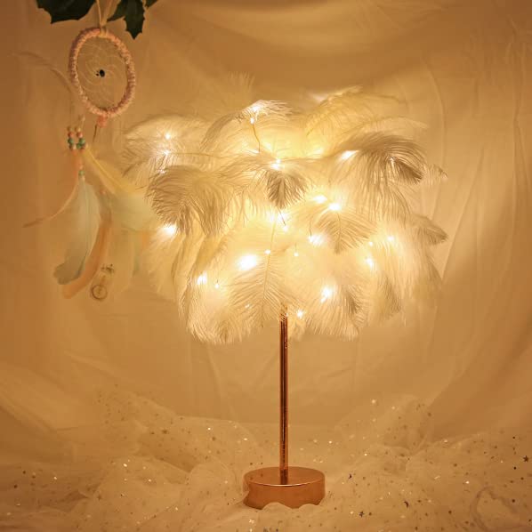 Luxe LED Table Lamp – Elegant Feather Light for Bedroom & Decor