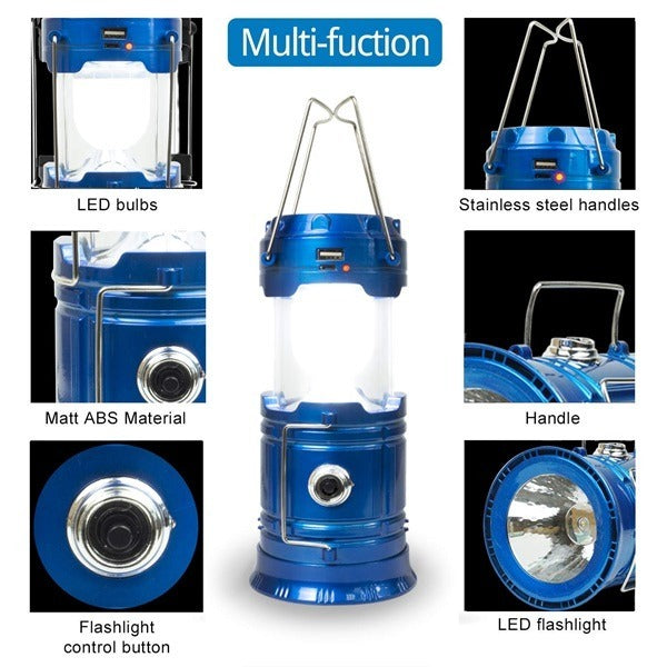 Rechargeable Solar and Charging LED Lantern Torch, Portable Camping And Home Emergency Lights With 2 Power Sources High Light Travel Battery Lantern Torch Lamp