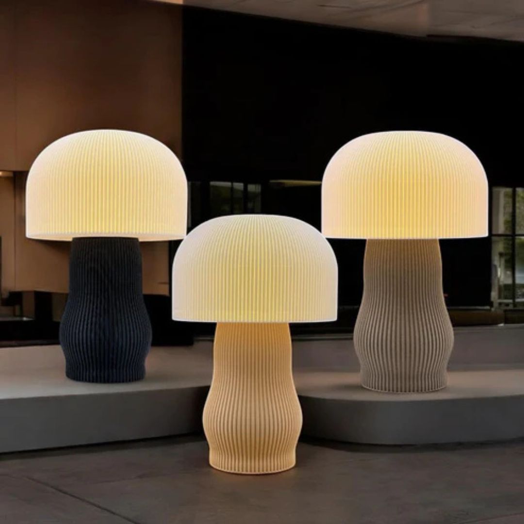 Modern Mushroom Table Lamp with Soft Warm Light , Black Base