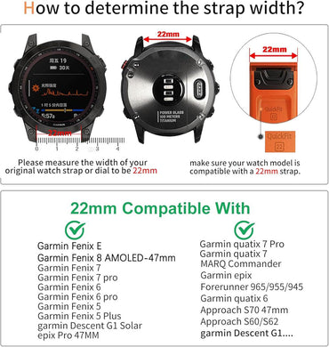 Zitel Band for Garmin Fenix 8 47mm, 7/7 Pro, 6/6 Pro, 5/5 Plus, Epix Pro/Gen 2 47mm, Forerunner 965/955/945/935, 22mm Straps