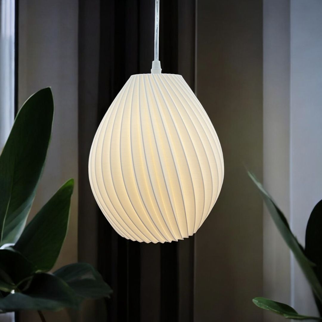Oval Glow Pendant White Lamp | Elegant Hanging Light for Home