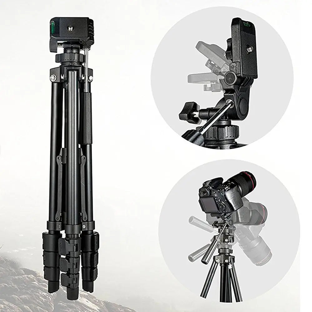 Professional Portable Camera Tripod for DSLRs, Smart Phones, Action Cameras-Max Length 56”
