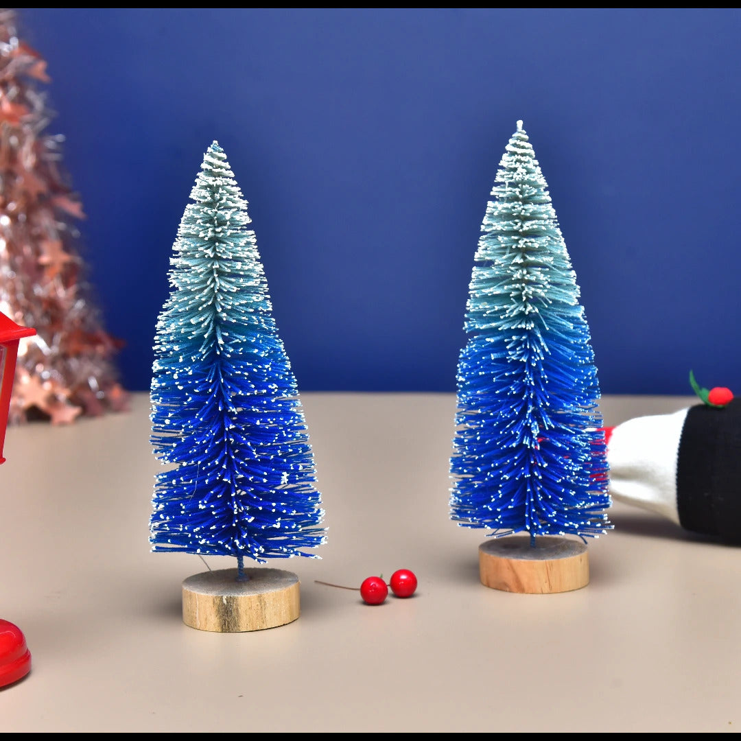 Set of 2 ocean blue christmas tree set