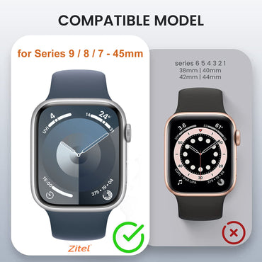 Zitel Case for Apple Watch Series 9 / 8 / 7 45mm Screen Protector Case with Built-in 9H Tempered Glass - Blue