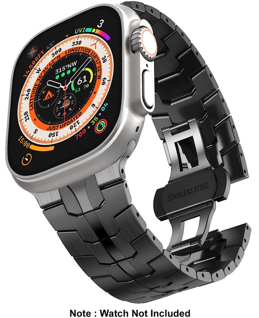 Zitel Metal Bands for Apple Watch Straps Ultra 2 / Ultra 49mm 46mm 45mm 44mm, Series 10 9 8 7 6 5 4 3 2 1 SE - Black