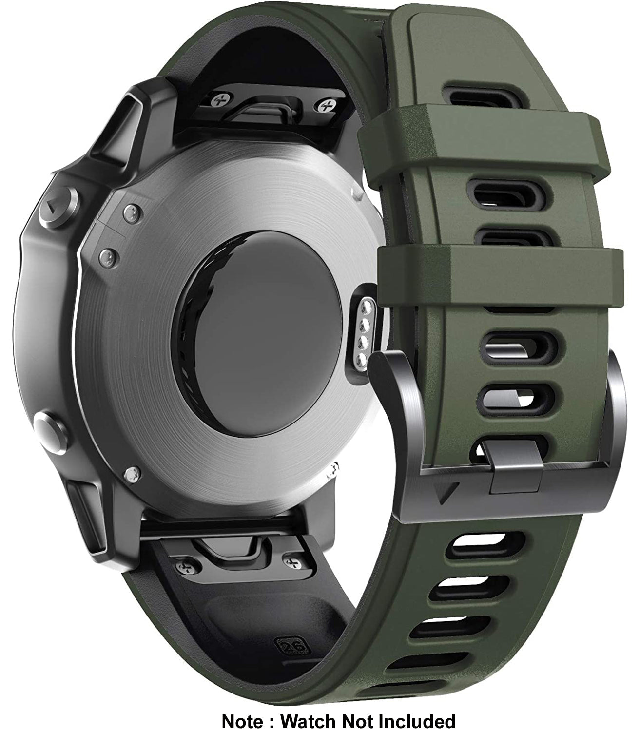 Zitel Band for Fenix 8 51mm, 7X/7X Pro, 6X/6X Pro, 5X/5X Plus, 3/3 HR, Descent MK1, Enduro, 26mm Sport Strap- Green/Black