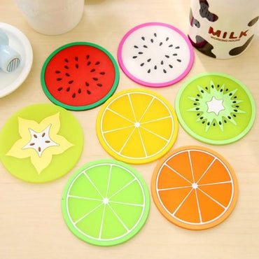 Silicone Coaster Fruit Design 6 Pc Set