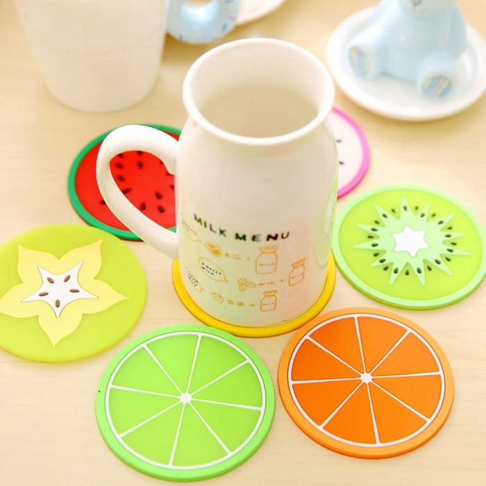 Silicone Coaster Fruit Design 6 Pc Set