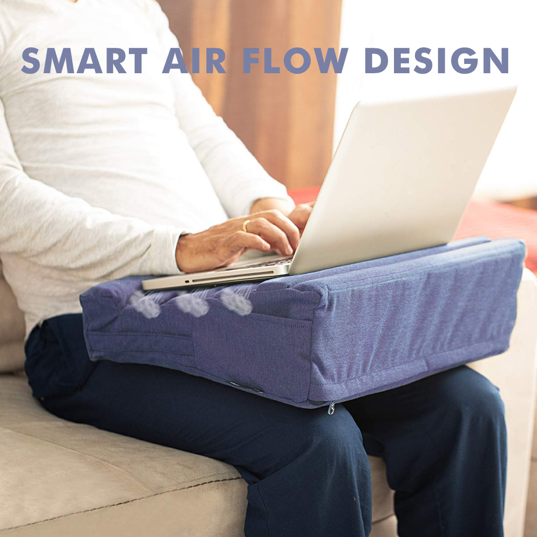 Laptop Lap Desk Tray with Cushion, fits upto 15.6 Inch Laptops, Ergonomic Pillow Pad Study Desk