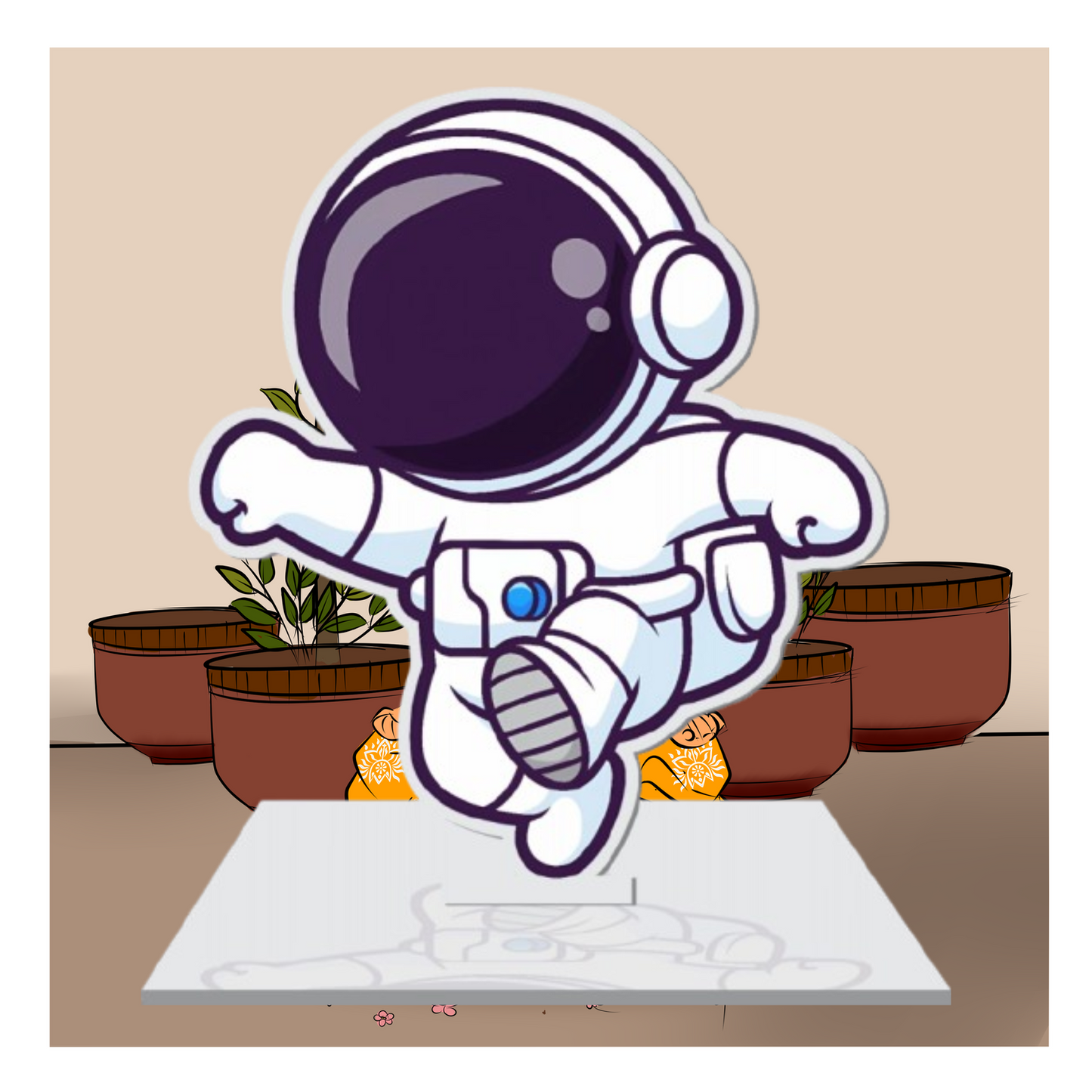 Webelkart Acrylic Astronaut Figurine Showpiece for Table Decoration | Home Decor Item | Idols for Office Desk Table Showpiece Gift Items for Home (6" Inches)