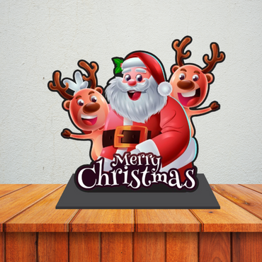 Webelkart Premium Santa MDF Merry Christmas Decorations for Table| Showpiece for Christmas Decoration,Tabletop Stand, Christmas Gift,Christmas Ornaments Gifts,Xmas Decor