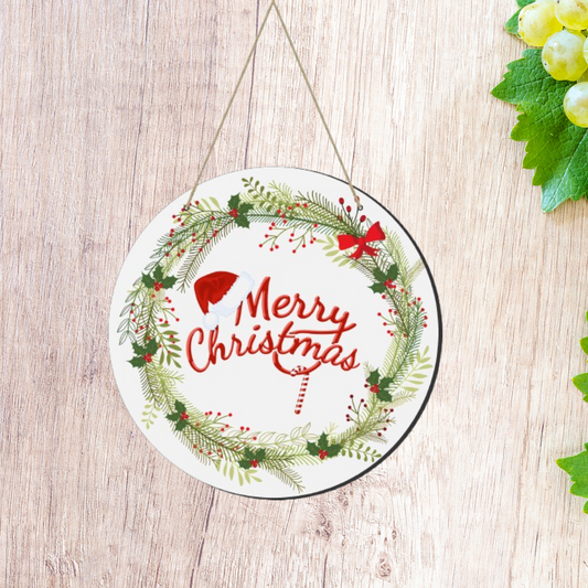 Webelkart Premium Printed Wooden Merry Christmas Wall, Door Hanging for Christmas Decorations Hanging for Home Decor- Christmas Gift Items Christmas Wall Hanging (10" Inches)