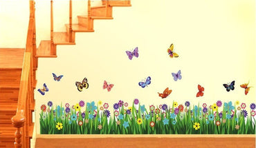 Colorful Butterfly Grass Wall Sticker (50*70cm)