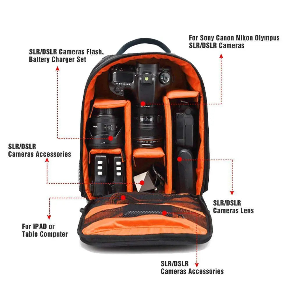 Waterproof DSLR Backpack Camera Bag Backpack with Adjustable Dividers-Made in India