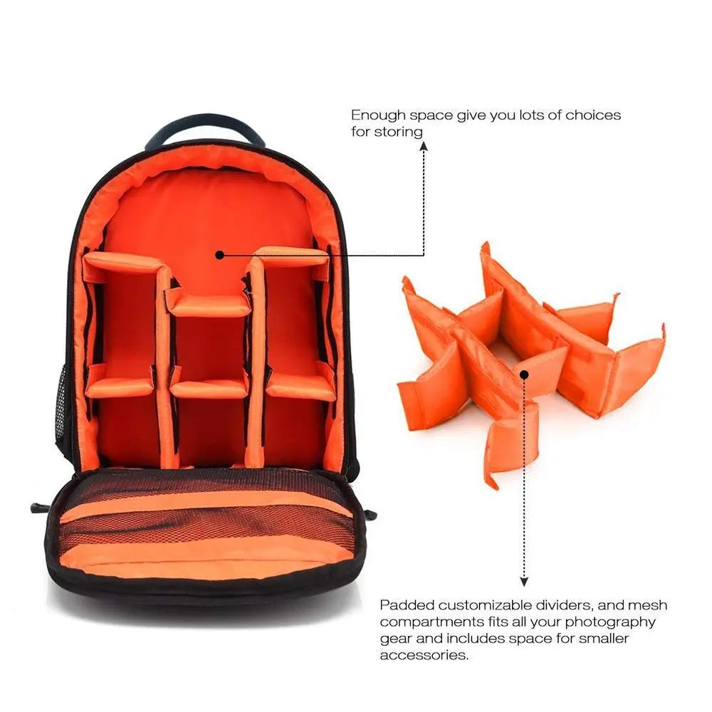 Waterproof DSLR Backpack Camera Bag Backpack with Adjustable Dividers-Made in India