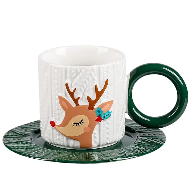 Christmas Snowmen Holiday Mug With Saucer