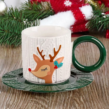 Christmas Snowmen Holiday Mug With Saucer