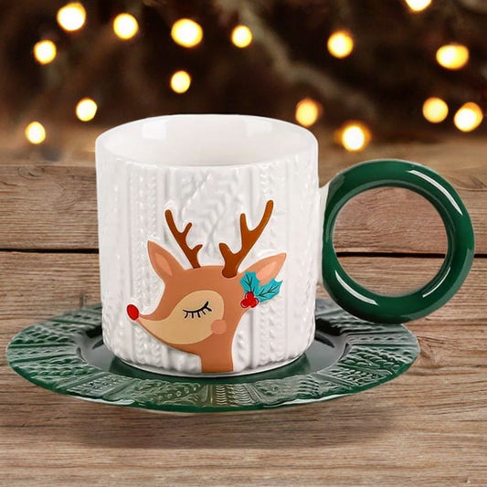 Christmas Snowmen Holiday Mug With Saucer