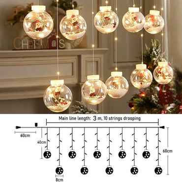 Christmas Wishing Ball String Lights, 9.84ft 10 Lights Xmas Santa