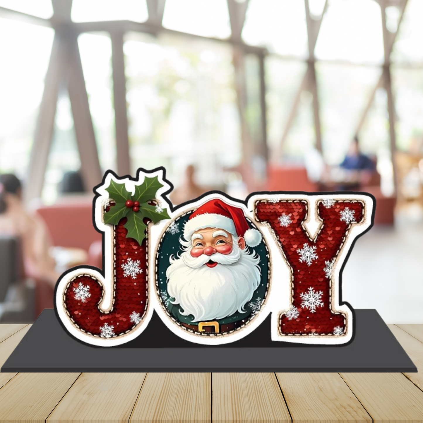 Webelkart Premium Joy MDF Merry Christmas Tabletop Stand for Christmas| Showpiece for Christmas Decoration,Christmas Gift Item,Christmas Ornaments Xmas Decor Stand (6" Inches)