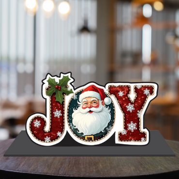 Webelkart Premium Joy MDF Merry Christmas Tabletop Stand for Christmas| Showpiece for Christmas Decoration,Christmas Gift Item,Christmas Ornaments Xmas Decor Stand (6" Inches)