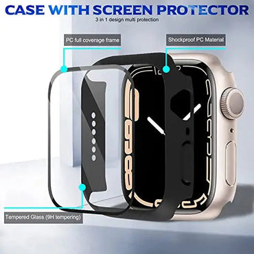 Zitel Case for Apple Watch Series 9 / 8 / 7 41mm Screen Protector Case with Built-in 9H Tempered Glass - Matte Black