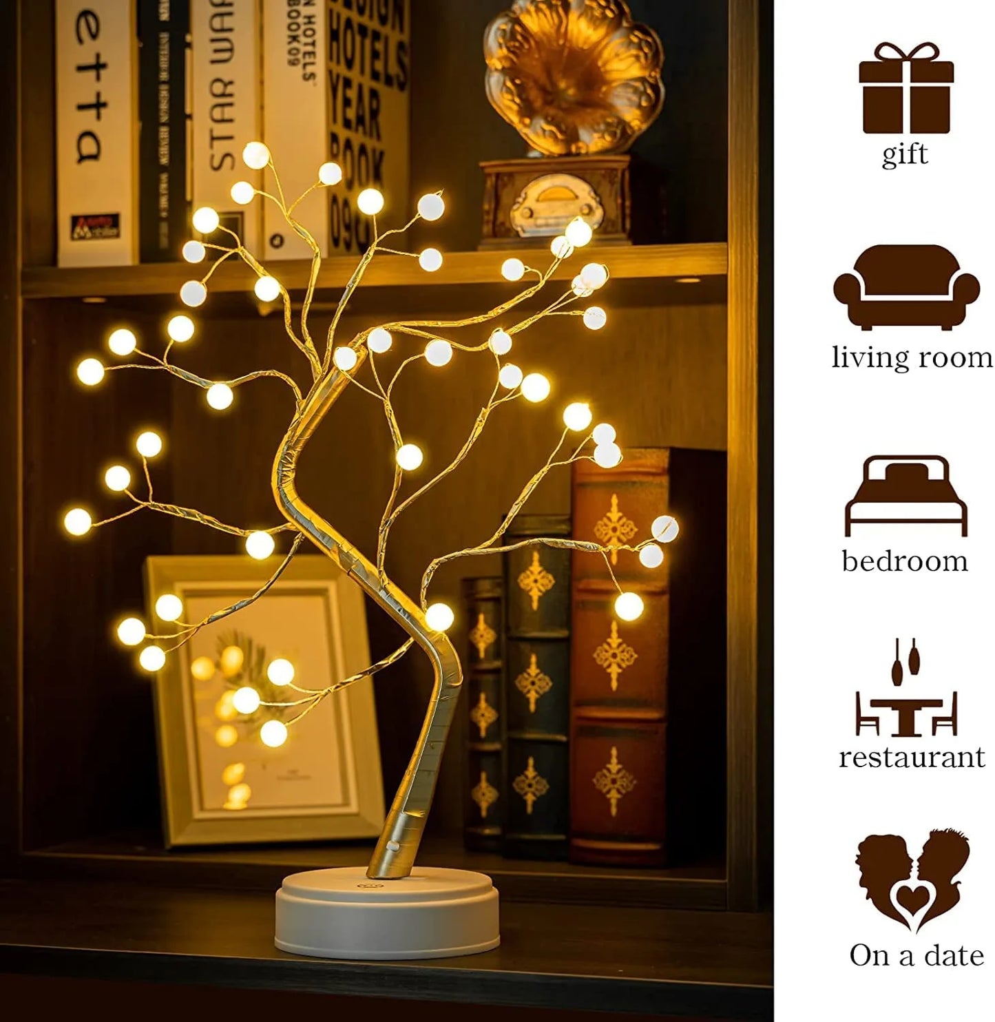 Tree Light with Touch Switch - Battery/USB Operated Decorative Lamp