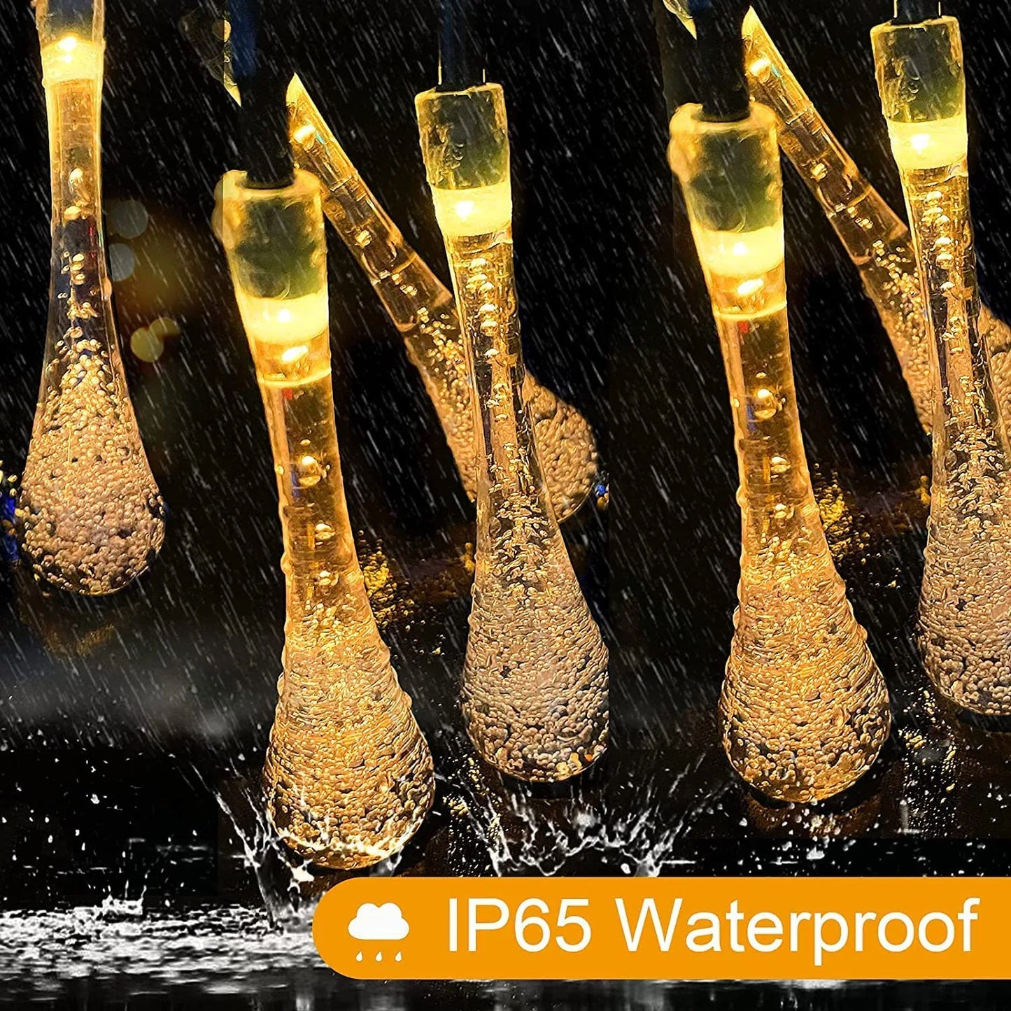 Fairy Water Drop String Lights - 16 LED Waterproof Crystal Lights for Outdoor Decoration