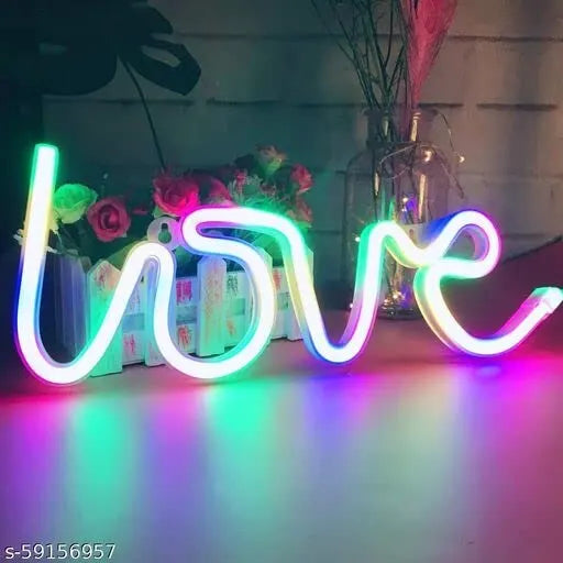 Love Neon Sign - LED USB/Battery Operated Wall Light for Bedroom, Party & Decor (Random Color)