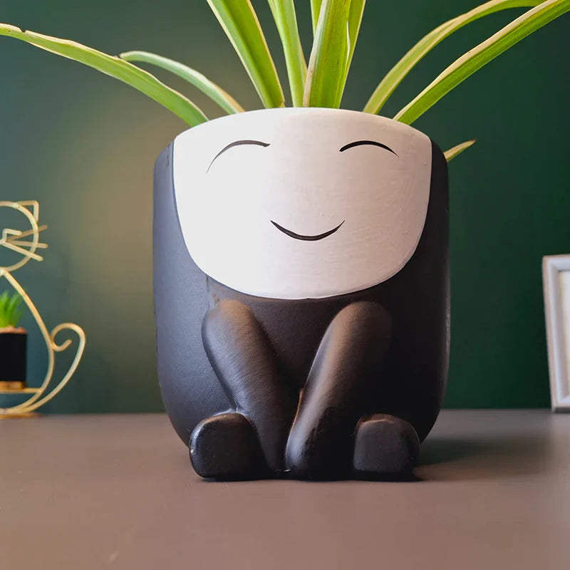 Visage Ceramic Planter - Black