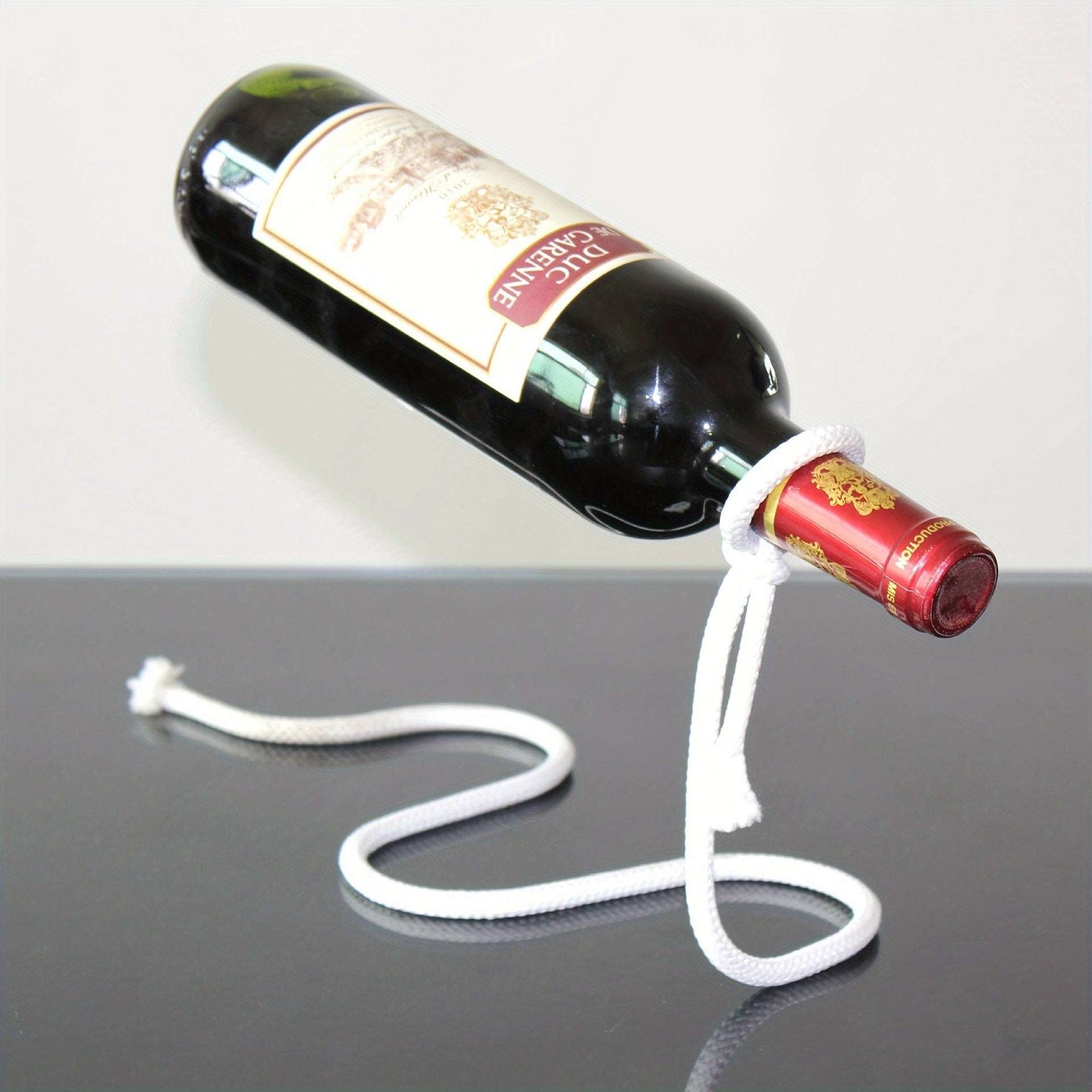 1 Pc Elegant White European-Style Wine Rack - Creative Magic Floating Design with Iron Wire, Perfect for Display & Storage, Grape, Wine Cabinet