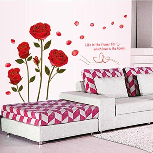 Decals Design 'Romantic Rose Flowers' Wall Sticker (PVC Vinyl, 50 cm x 70 cm, Multicolour)