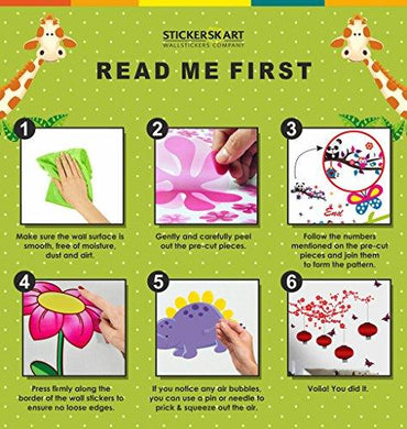 Decals Design StickersKart Wall Stickers Flowers Pink & Red Romantic Cherry Wedding Decoration Living Room Backdrop (Multicolor)