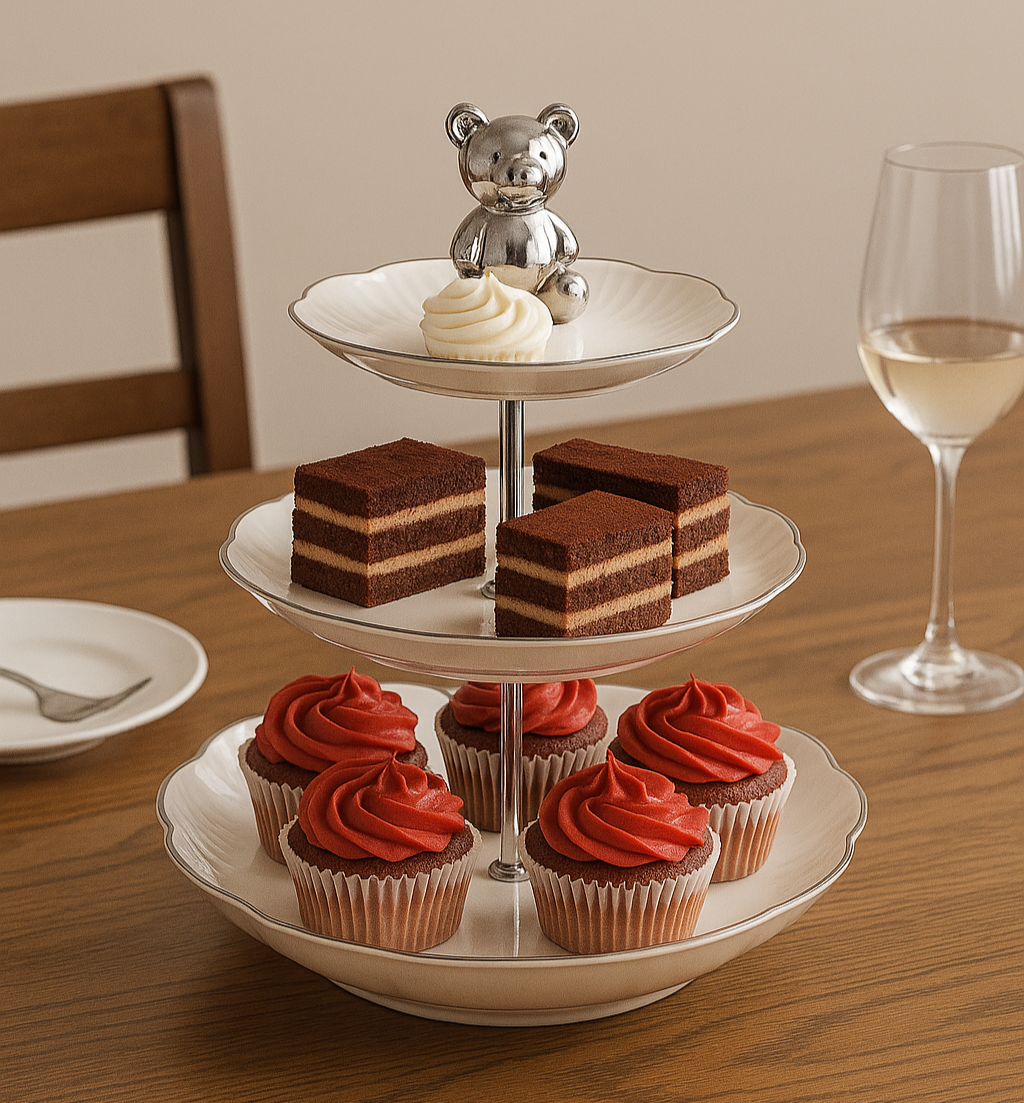 Cake Stand Multipurpose Dessert Cupcake Stand for Party Pastry Afternoon Tea White 3 Tier
