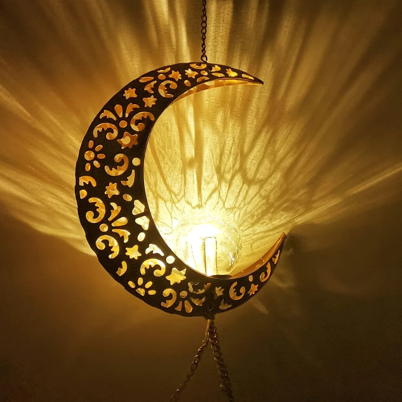 Solar Outdoor Crescent Moon Wind Chime