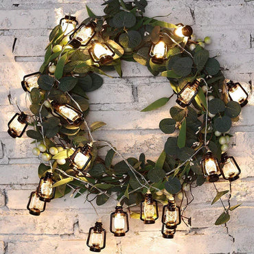 6 LED Black Lantern String Lights for Outdoor & Holiday Decorations