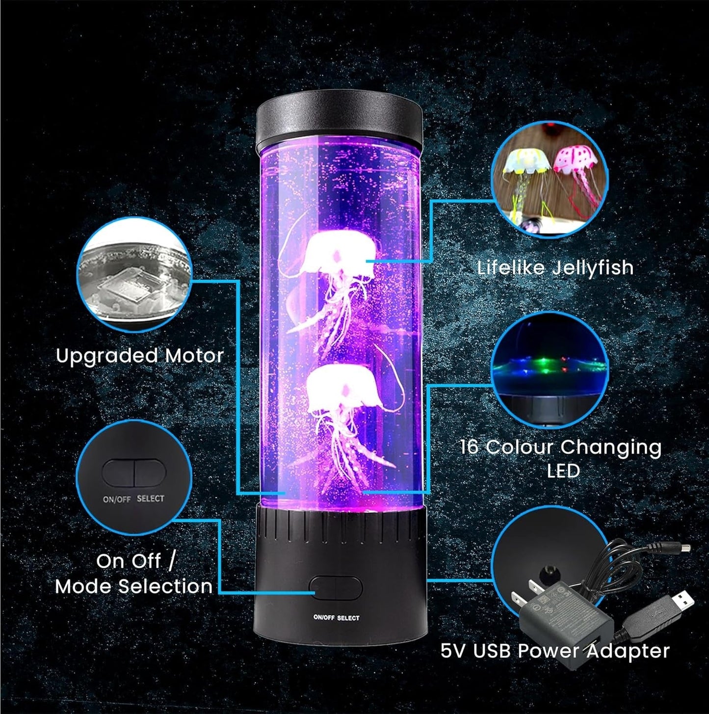 16 Color Changing Jellyfish Lava Lamp for Sensory Room LED Lights