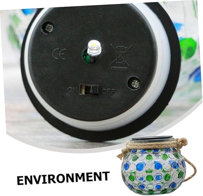 LED Lantern 2Pcs Solar Lantern Crackle Glass Ball Hanging Light