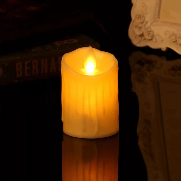 Flame less LED pillar Candle with Dancing Flame Battery Operated (Pack Of 12)