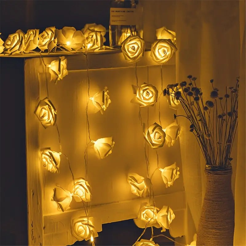 Rose 16 LED Fairy Lights – Romantic Decorative String Lights (Warm White)